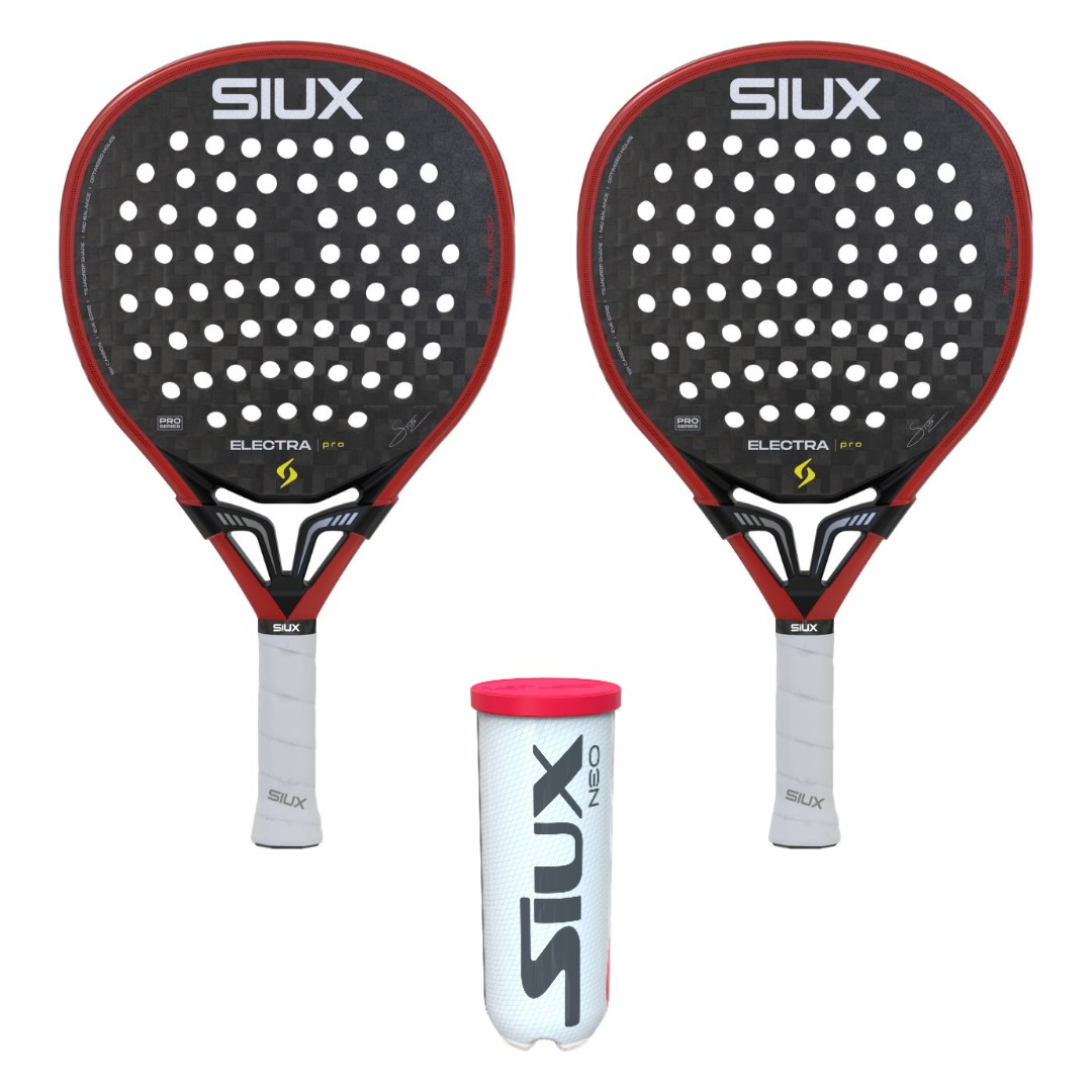 Siux Padel Sæt (2 x Siux Electra Pro 2026 Fire Red + Siux Neo 3 stk.)